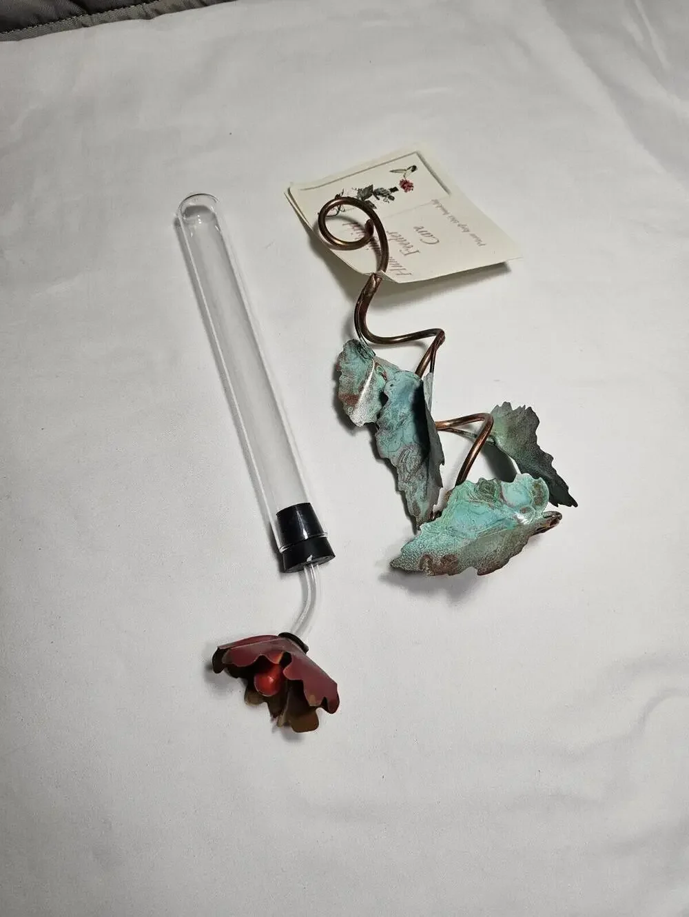 Creative Copper Morning Glory Flower And Leaves Hanging Hummingbird Feeder